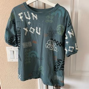 Zara Green Graffiti T-Shirt Size 7